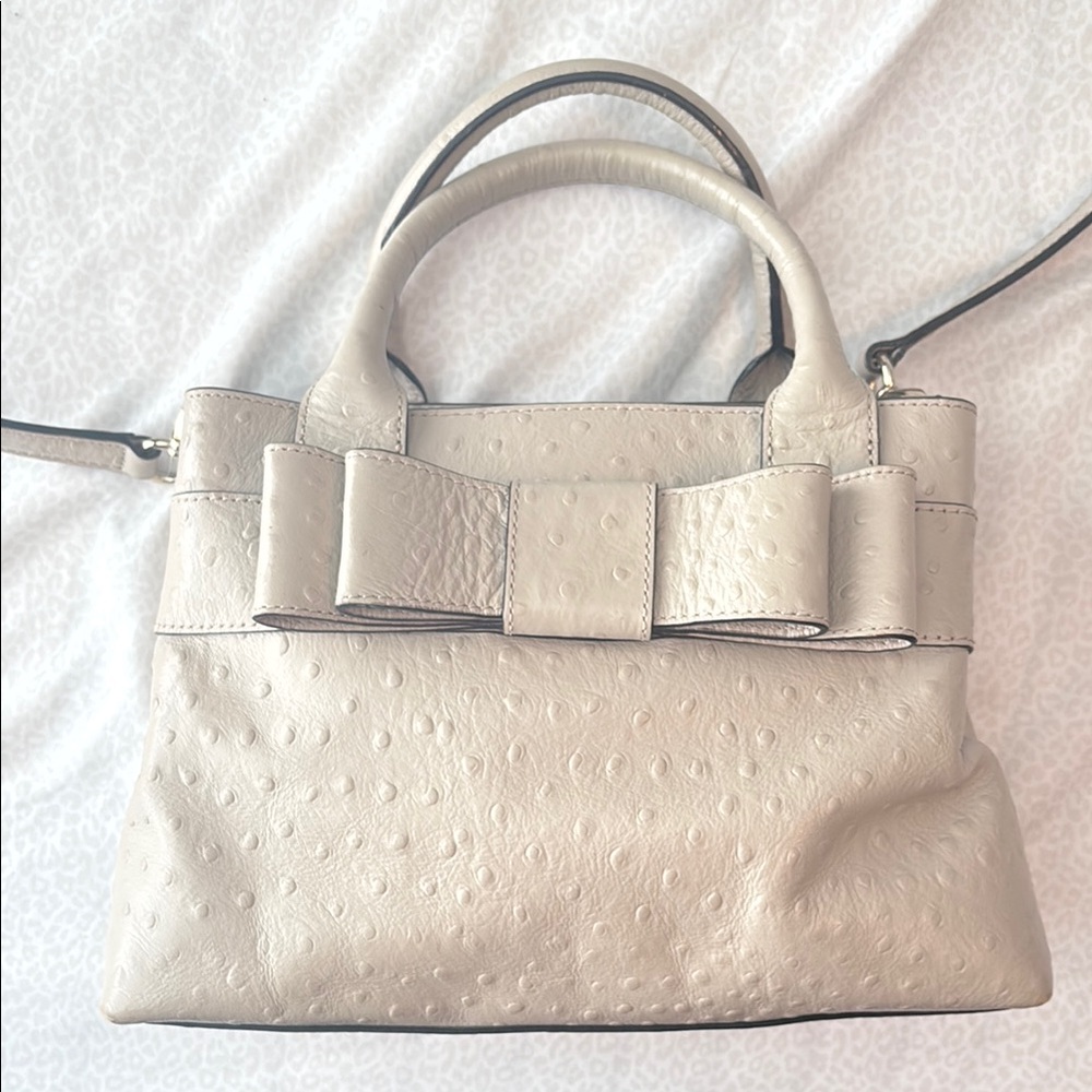 Women's Cream Bow Accent Satchel Bag